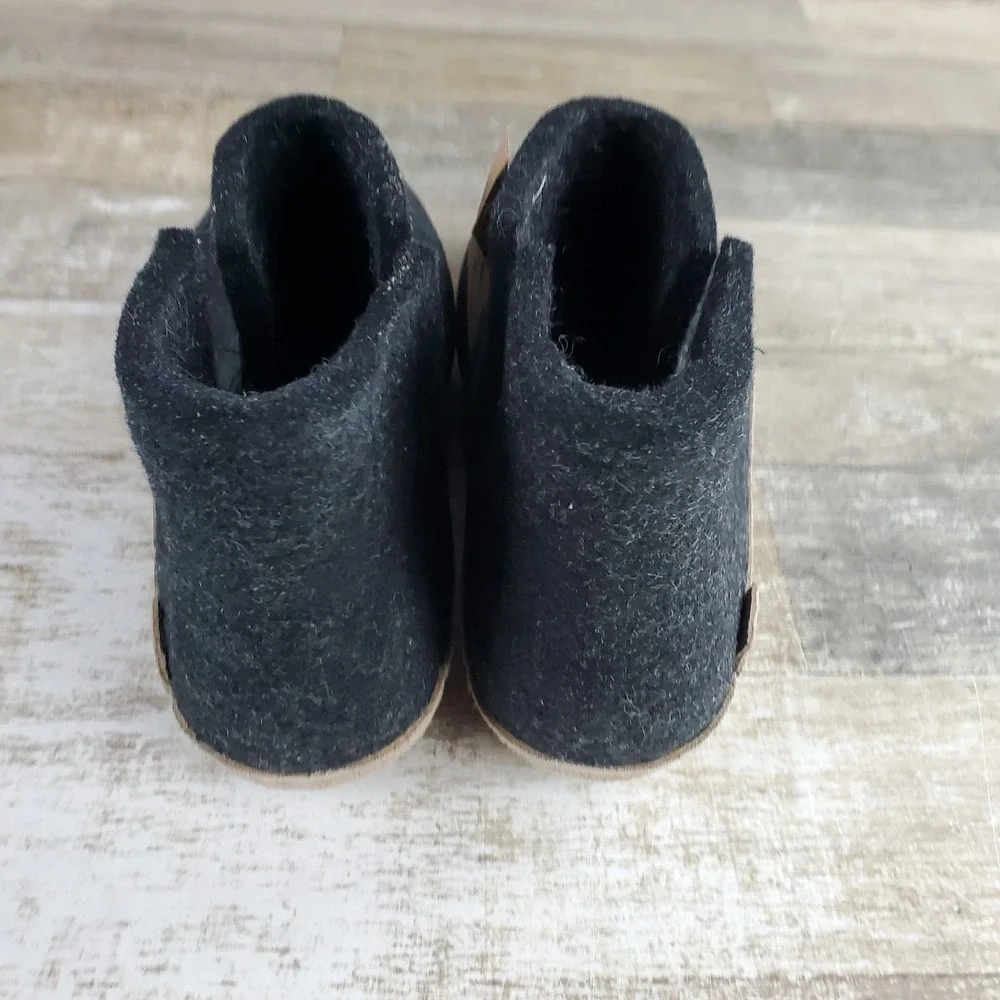 Glerups Womens Slipper Boots Sz 8.5 Charcoal Wool Flat Slip On Closed Toe Ankle